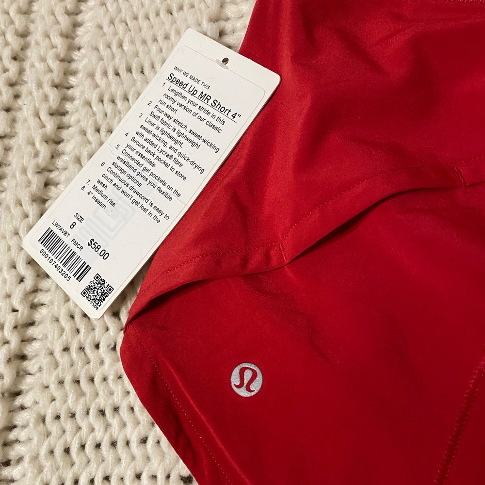 lululemon Red 4” Shorts